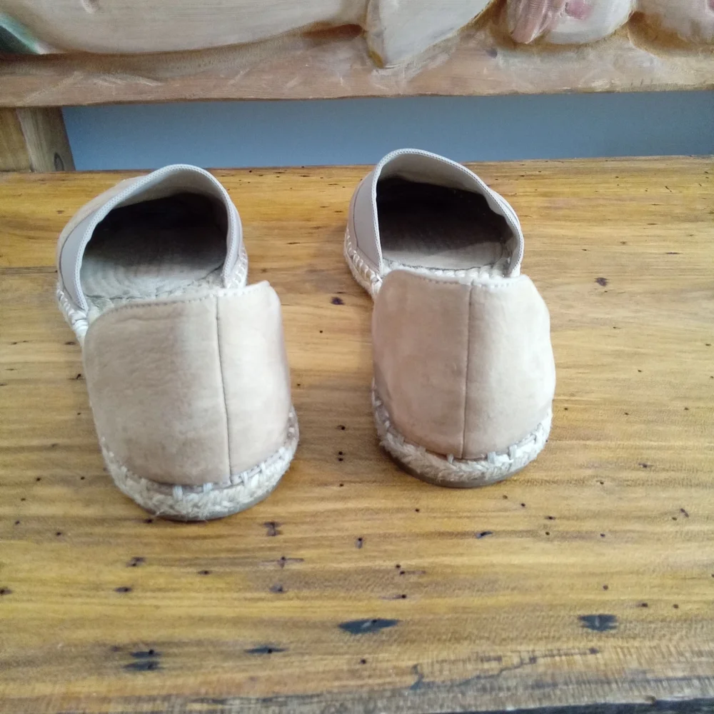 Eileen Fisher Lady Tumbled Tan Nubuck Espadrille Shoes Size 7